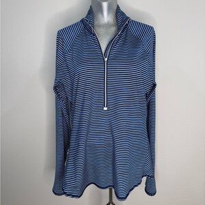 Athleta Navy and White Striped Women's Athletic top